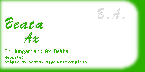 beata ax business card